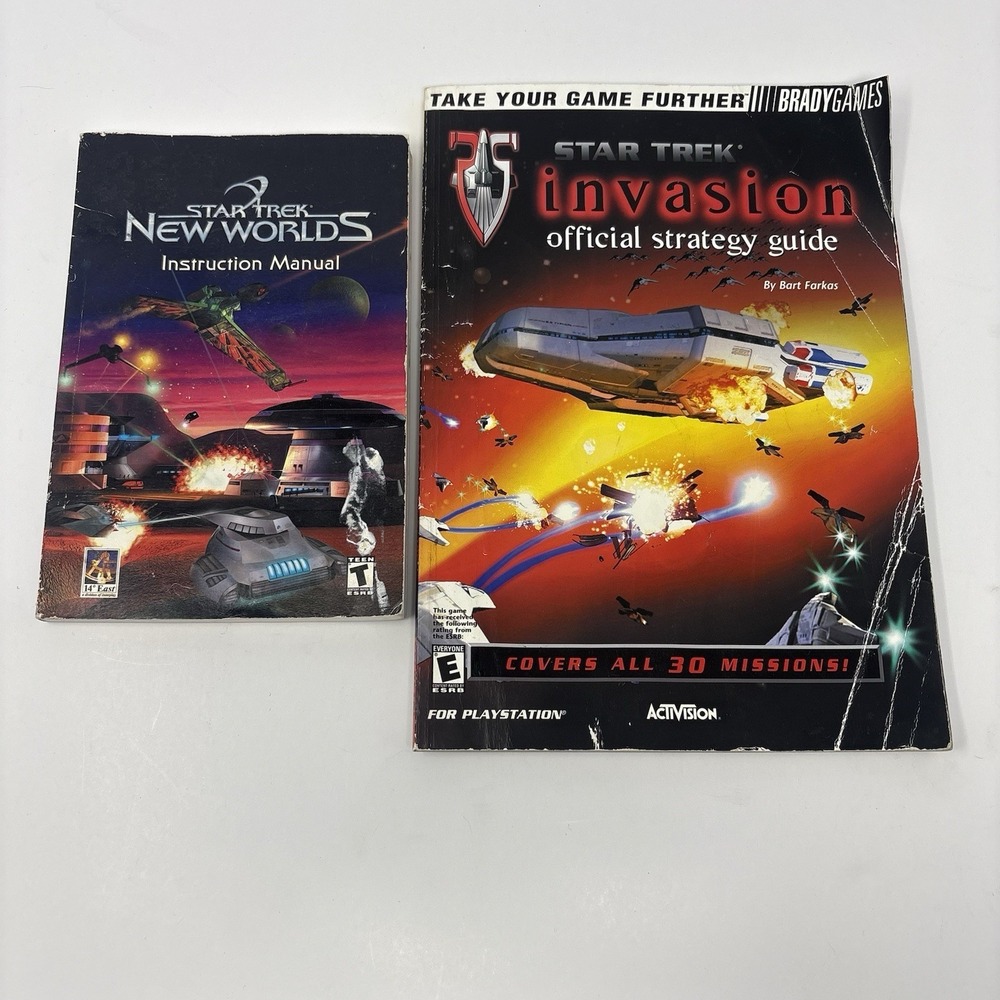 Star Trek Invasion Strategy Guide PS1 + New Worlds PC Manual Vintage 2000 Lot